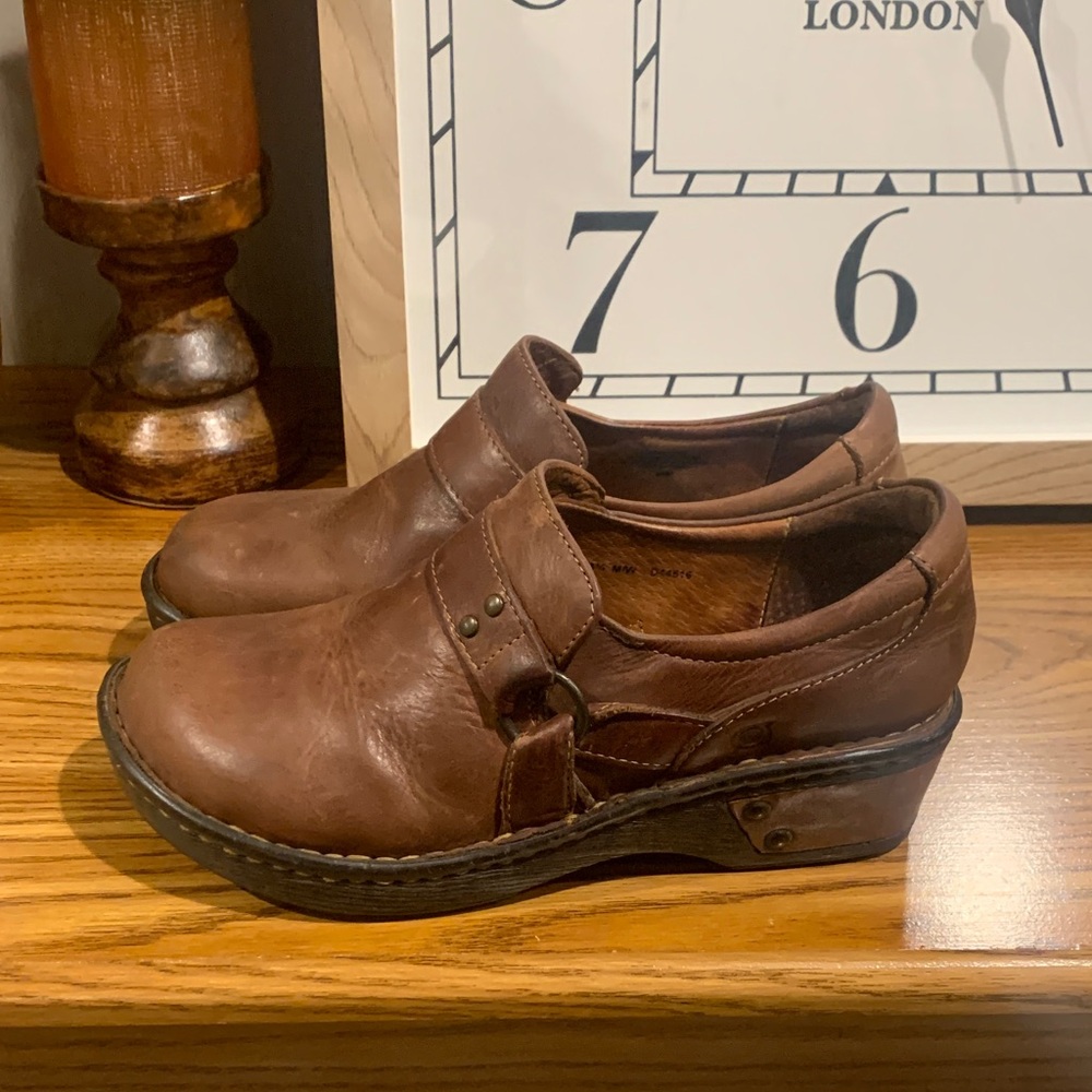 Born Brown Leather Mules